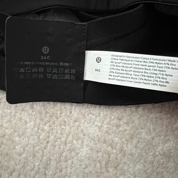 Lululemon Run Times High Support Black Convertible Straps Sports Bra 34C - Picture 2 of 5